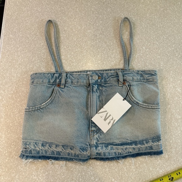 Zara NWT Denim Crop Tank Womens Xs - Picture 1 of 7